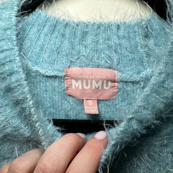 Show Me Your Mumu Sweater Women's SM Blue Vienna Eyelash High Neck - Picture 4 of 7